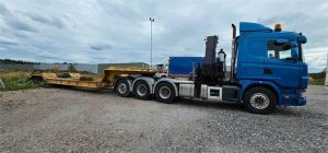SCANIA 144 G 8x4, Hiab 330-5, Siimet lavetti, 2-axlig