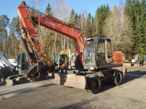 HITACHI ZX 140 W-3 kallistajalla, Wheeled excavators
