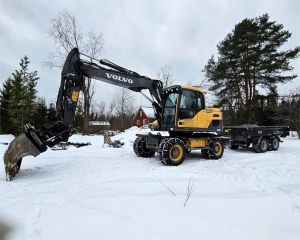 Volvo EW140D, Steelwrist, Luiskakauha, Webasto, Pyöräkaivukoneet