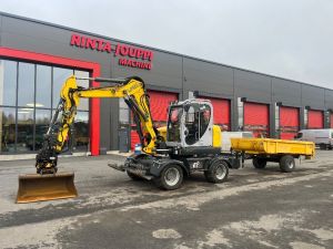 Wacker Neuson EW 100 / Engcon, Kärry, 3 kauhaa, Hyvät renkaat!