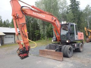 HITACHI ZX 160 W pyörittäjällä, Hjulburna grävmaskiner